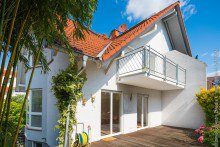 Blick auf Terrasse Doppelhaush�lfte mit sep. Einliegerwhg. in Dieburg +VERKAUFT+