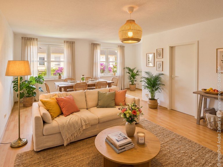 Wohn- und Esszimmer Weiterstadt / Schneppenhausen Etagenwohnung 3,5-Zimmer-Mietwohnung Weiterstadt-Schneppenhausen