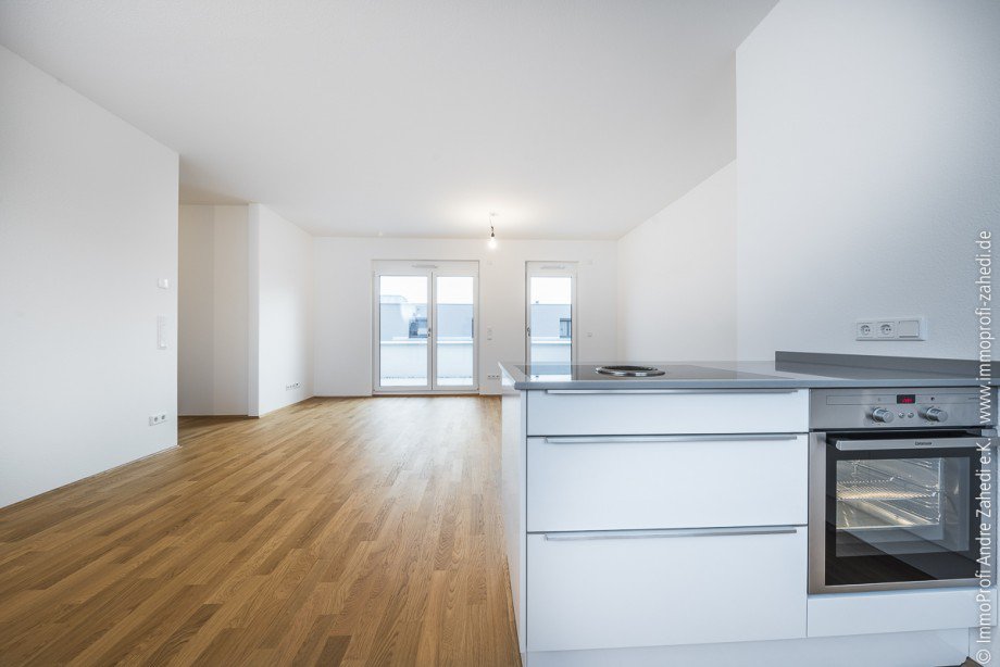 Wohnzimmer mit K�che Penthousewohnung Darmstadt